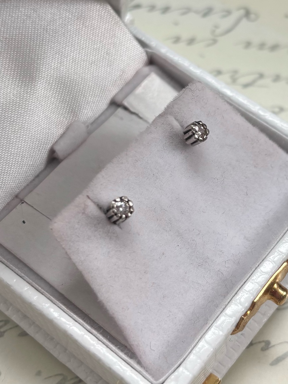 Sterling Silver Cubic Zirconia Stud Earrings - Silver